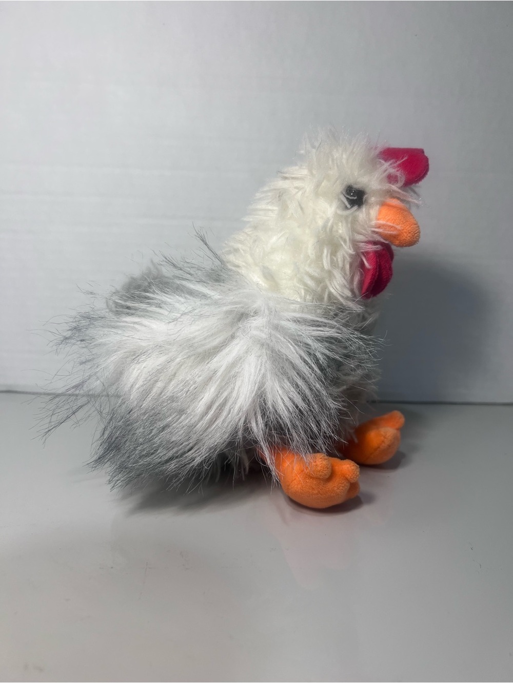 Walmart Way To Celebrate Shaggy ROOSTER Fluffy Grey Chicken 7" Plush Easter